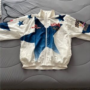 Champion USA Olympic Team Jacket in White and Blue